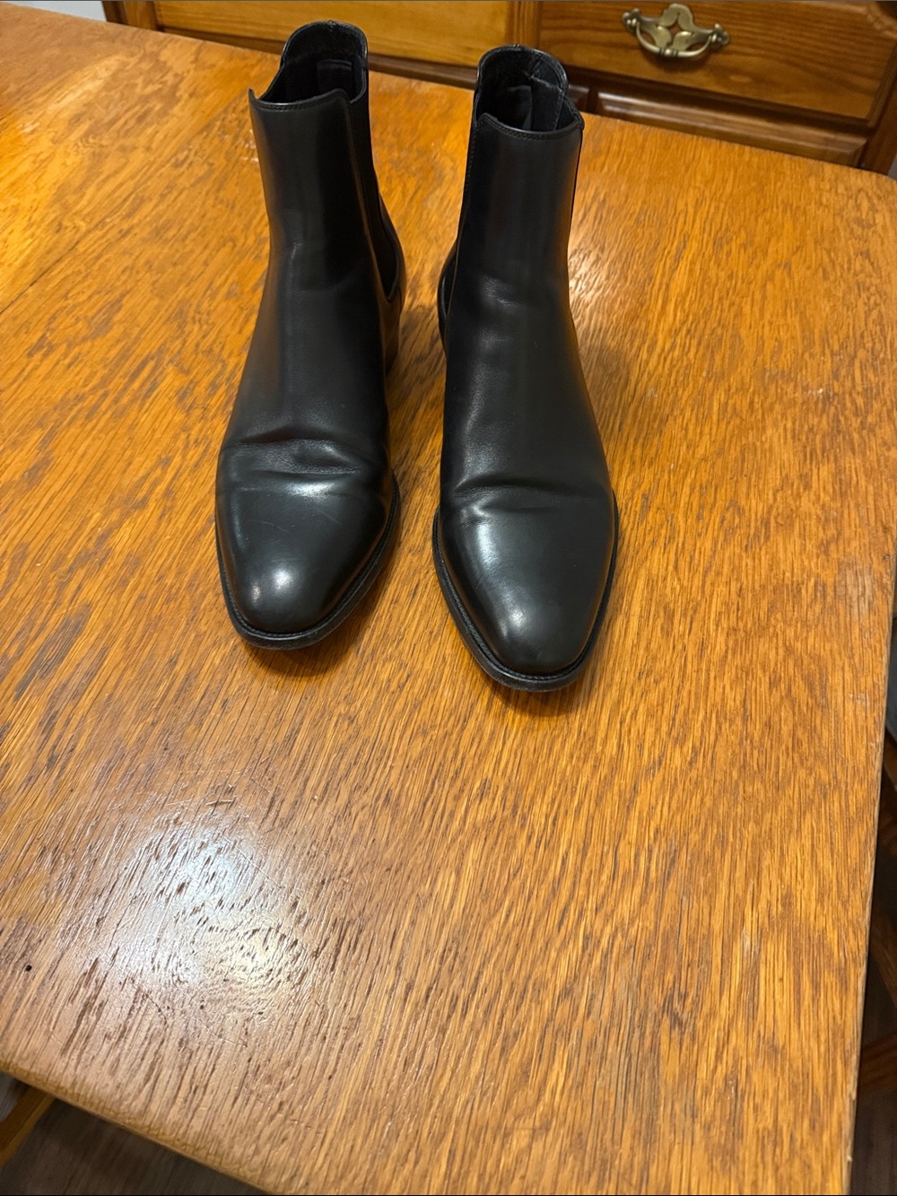 Saint Laurent Black Leather Wyatt Boots 40 1/2